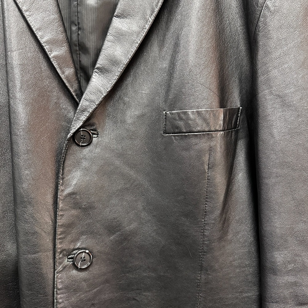 Alfani Leather Jacket Mens Size 48 L Positano Black Sport Coat Blazer Soft - Picture 2 of 12